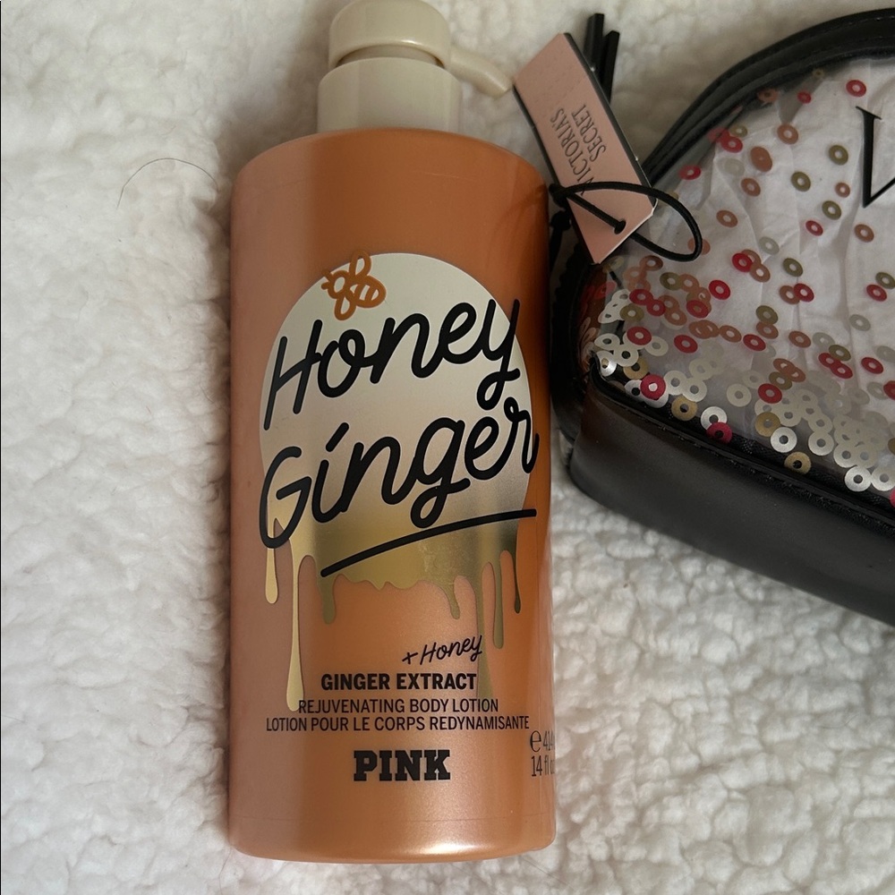 Victoria's Secret Sequin Cosmetic Bag with Honey Ginger Lotion - Picture 2 of 3